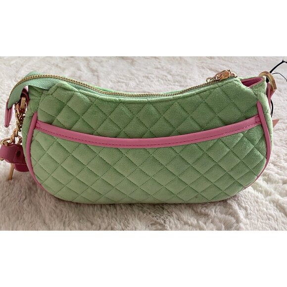 Juicy Couture Juicy Tale Shoulder Bag Retro Green Pink Quilted Bag Purse NEW - Picture 8 of 16